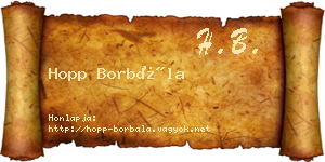 Hopp Borbála névjegykártya